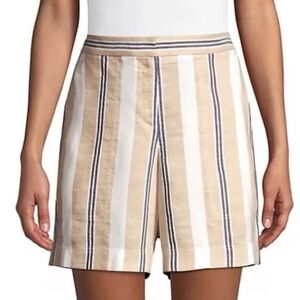 Lafayette 148 Fulton Suspended Stripe Shorts In Stone Multi Size Small